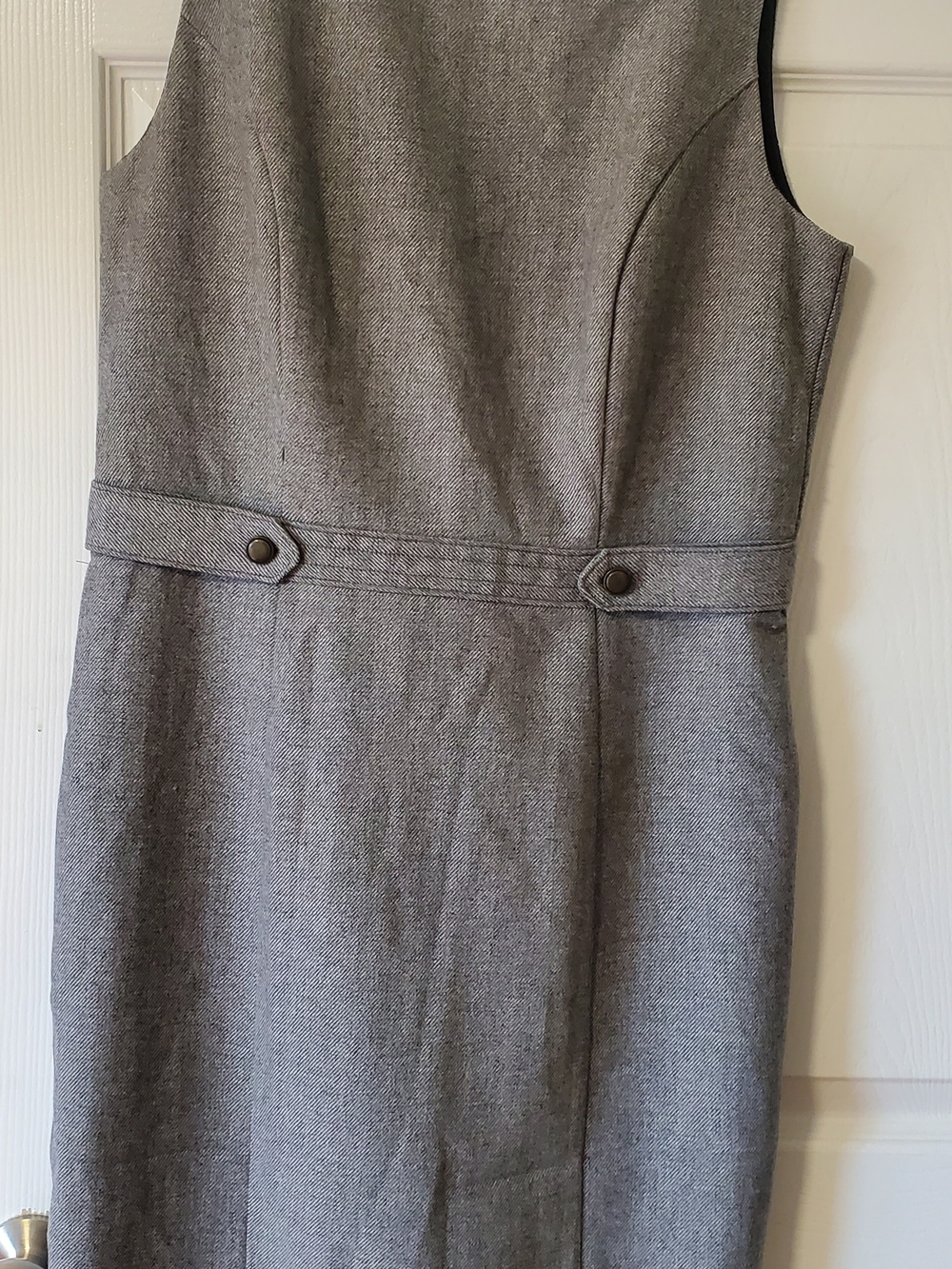 Banana Republic Sleeveless Gray Sheath Dress with Waist Tab Accents